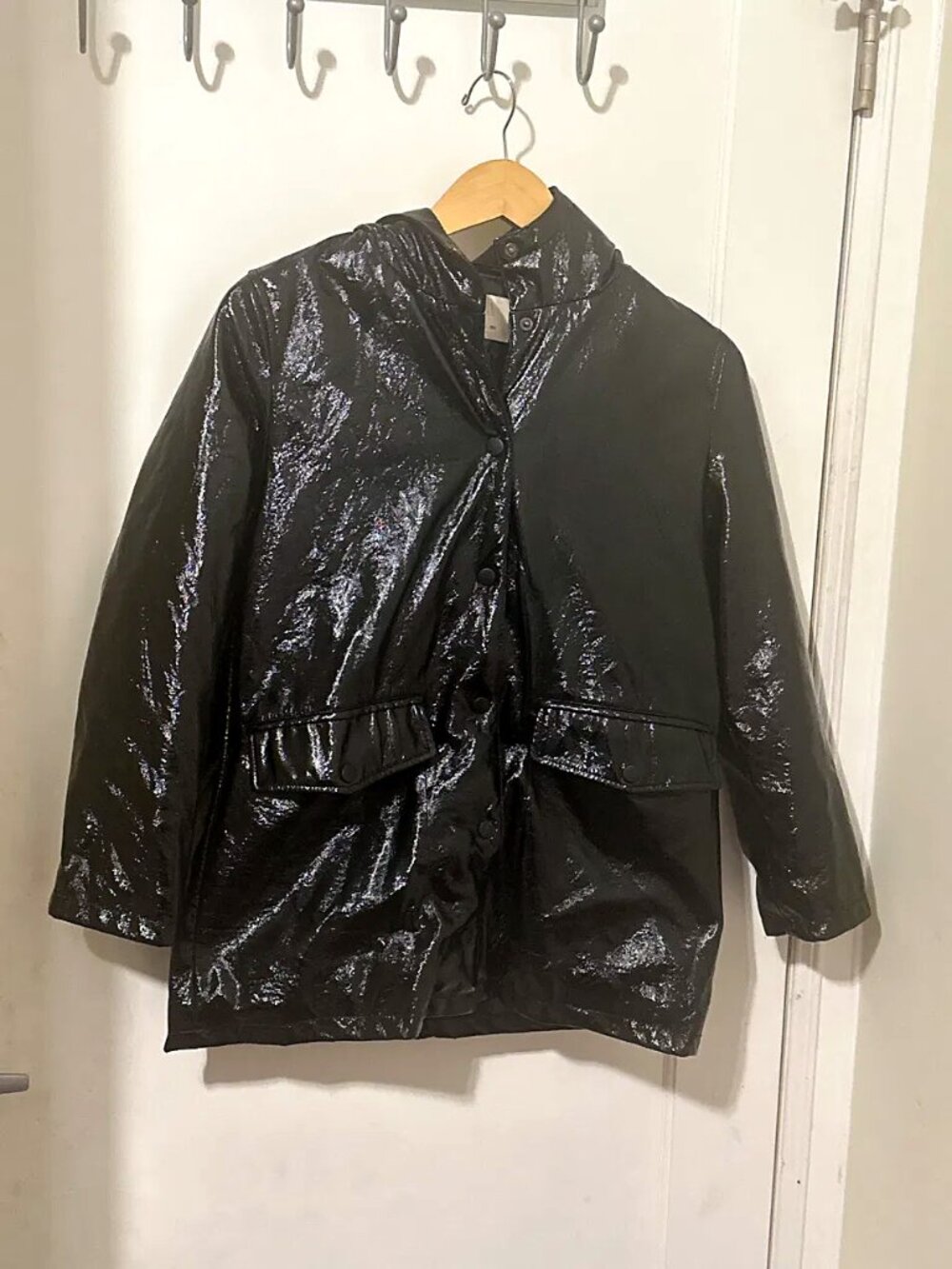 ZARA Rubberized Padded Raincoat Black